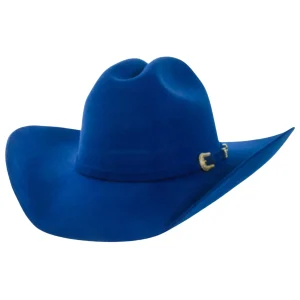 Chapeau Western en feutre Gunslinger Bleu Royal - Adulte