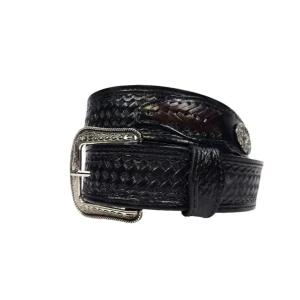 Ceinture western Concho Oval noire - Homme